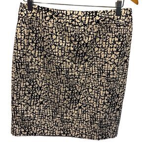 Valerie Bertinelli Black & Cream Textured Pencil Skirt Classic Stretch Fit